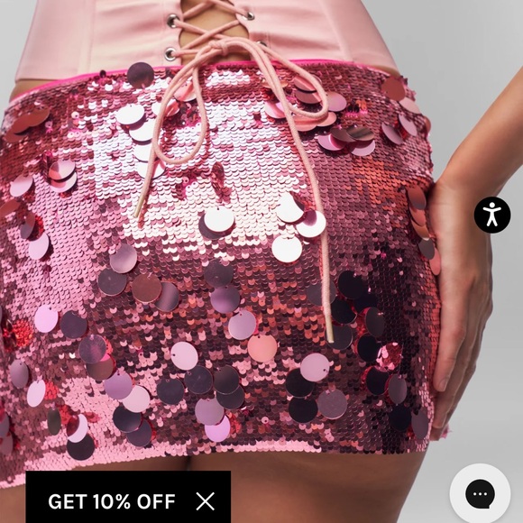 Danielle Guizio Low Rise Paillette Skirt - Pink - Picture 9 of 11